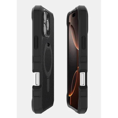 Çexol İtskins Supreme R Carbon Stand MagSafe Apple iPhone 16 Pro Max üçün Black