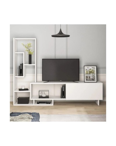 TV üçün tumba Ev Plus Aden, LDSP, ağ, 150x120x32 sm