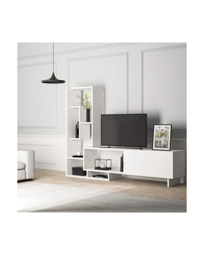 TV üçün tumba Ev Plus Aden, LDSP, ağ, 150x120x32 sm