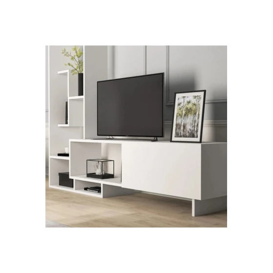 Тумба под ТВ Ev Plus Aden, ЛДСП, белая, 150x120x32 см