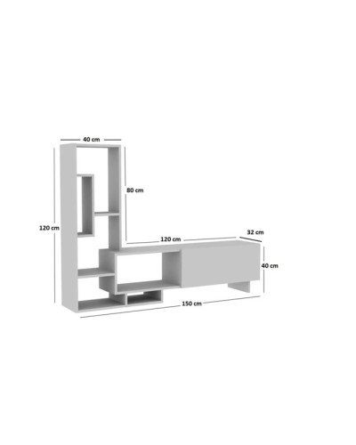 TV üçün tumba Ev Plus Aden, LDSP, ağ, 150x120x32 sm