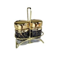 Ədviyyat üçün dəst MA-GH269, qara, şüşə/paslanmayan polad, 2x90 ml