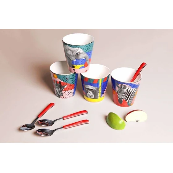 Stəkan dəsti Porland Wild Life 04ALM007081, farfor, rəngbərəng, 4 əd, 230 ml