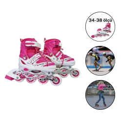 Роликовые коньки Power 1865, размер 34-38, розовые