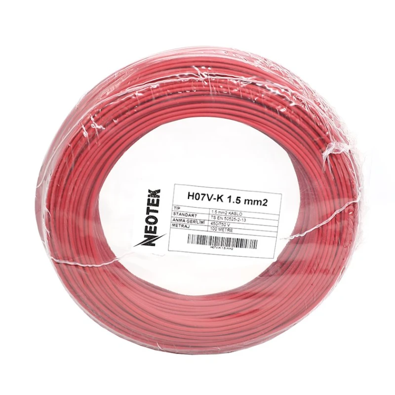 Монтажный кабель Neotek H07V-K 1x1.5 мм2, 100 м, красный Монтажный кабель Neotek H07V-K 1x1.5 мм2, 100 м, красный