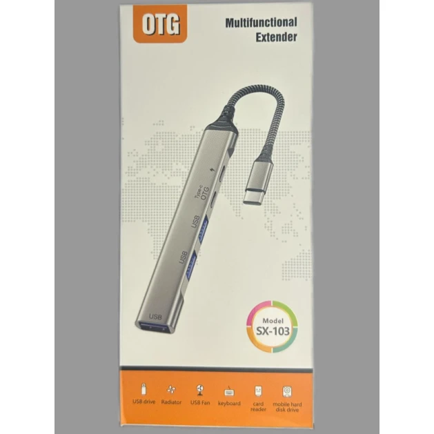 Ötürücü OTG SX-103 TYPE-C to 3 USB and 2 USB -C