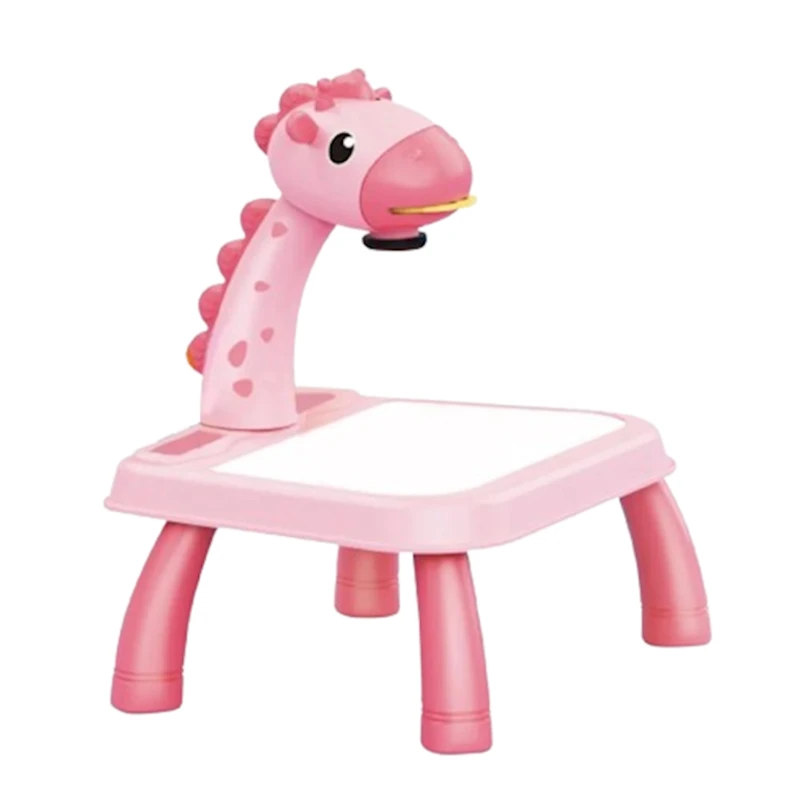 Rəsm üçün proyektor ilə uşaq masası YM2021-7A Giraffe, çəhrayı
