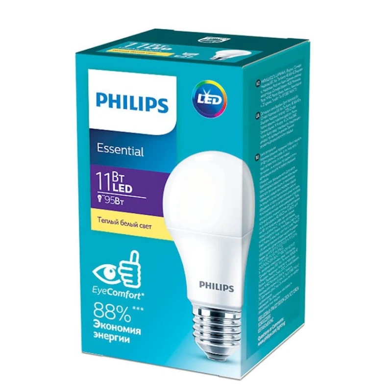 Лампа светодиодная Philips 11W (95W) E27 cap White Bulb, грушевидная Лампа светодиодная Philips 11W (95W) E27 cap White Bulb, грушевидная