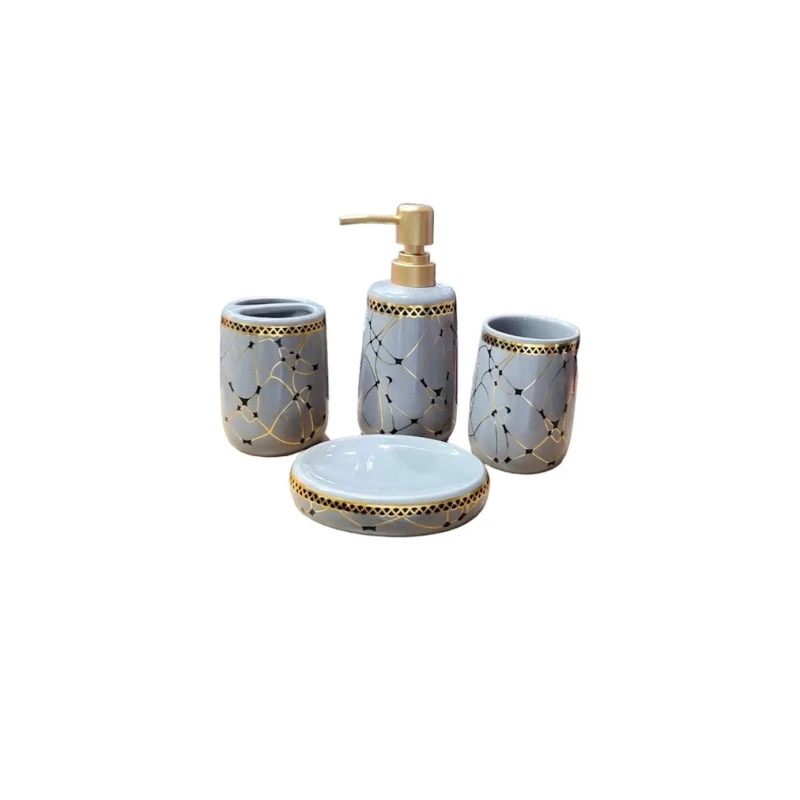 Набор для ванной, керамика, голубой, 4 шт Набор для ванной, керамика, голубой, 4 шт