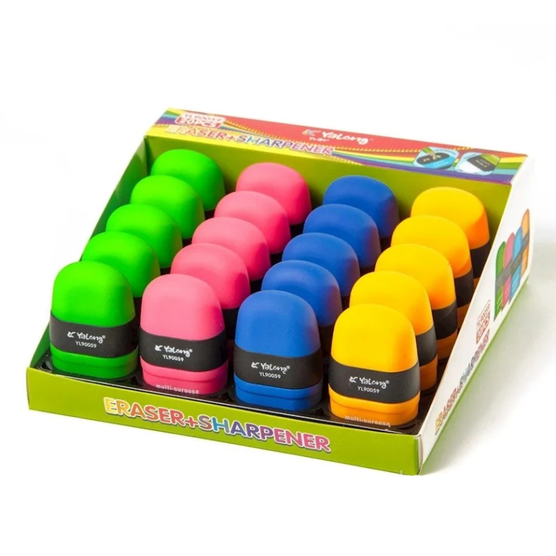 Точилка Yalong 2 в 1, с ластиком, в ассортименте Точилка Yalong 2 в 1, с ластиком, в ассортименте