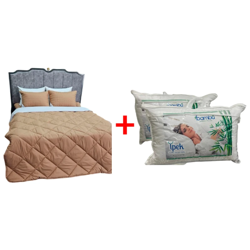 Yorğan MoonStar SHA-0000635, 155x215 sm, bambuk lifi, qəhvəyi + Yastıq Sahara SHA-0000926, bambuk, ağ, 50x70 sm Hədiyyə Yorğan MoonStar SHA-0000635, 155x215 sm, bambuk lifi, qəhvəyi + Yastıq Sahara SHA-0000926, bambuk, ağ, 50x70 sm Hədiyyə