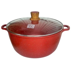 Кастрюля MGC, гранит, красная, 24 см