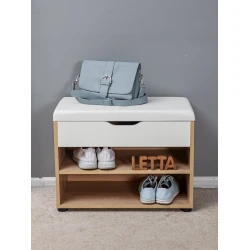 Обувница с сиденьем Letta, 61.5x47x31 см, ЛДСП, бежевая Обувница с сиденьем Letta, 61.5x47x31 см, ЛДСП, бежевая
