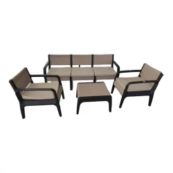 Набор садовой мебели Mandella P0153, пластик, кремовый, 165x57x40 см Набор садовой мебели Mandella P0153, пластик, кремовый, 165x57x40 см