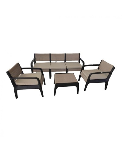 Bağ üçün mebel dəsti Mandella P0153, plastik, krem, 165x57x40 sm