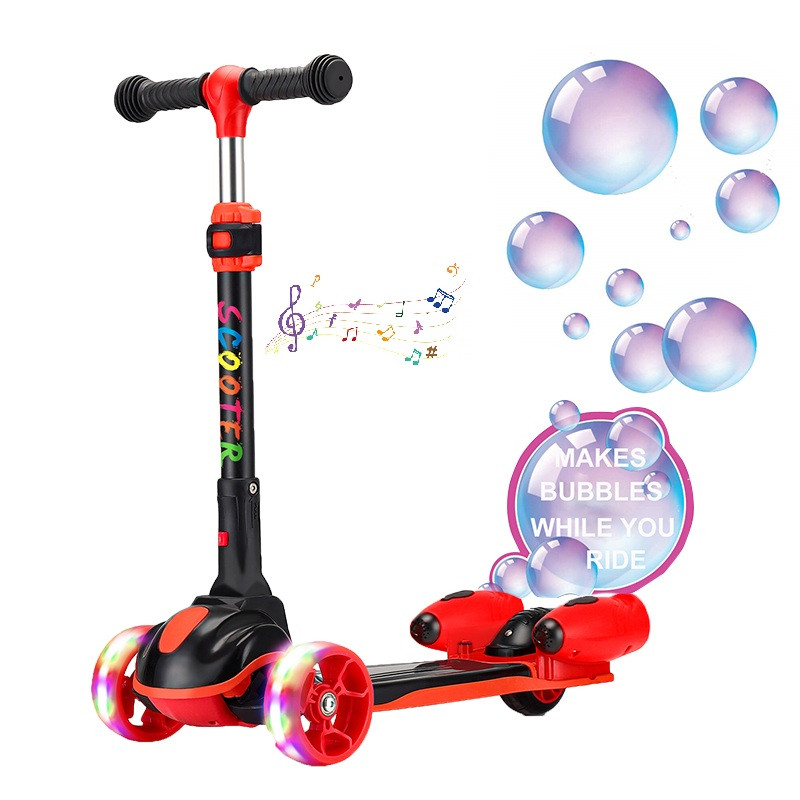 Детский самокат FL-918, музыкальный, пенный, черно-красный Детский самокат FL-918, музыкальный, пенный, черно-красный