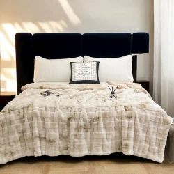 Örtük Luxe Cotton 000744, ikinəfərlik, 200x230 sm, tünd bej