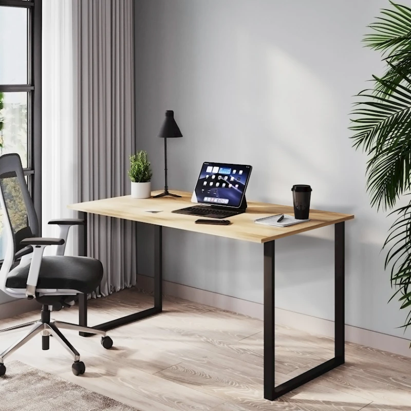 Письменный стол Soma Bliss, ЛДСП/металл, черный/бежевый, 120x70x75 см