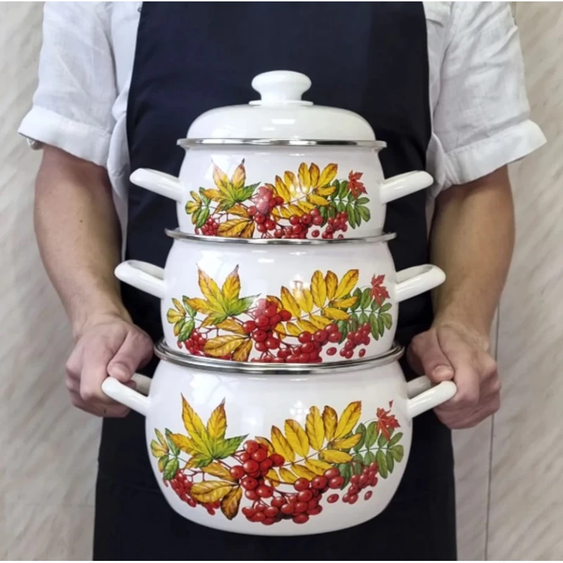 Набор кастрюль Лысьвенские эмали s-207ap2, эмаль, 3 шт Набор кастрюль Лысьвенские эмали s-207ap2, эмаль, 3 шт