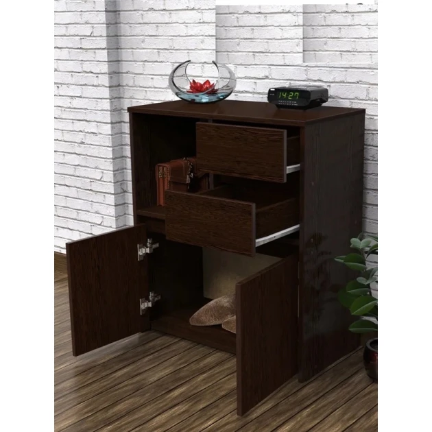 Комод 3563, ЛДСП, темно-коричневый, 78x35x78 см Комод 3563, ЛДСП, темно-коричневый, 78x35x78 см