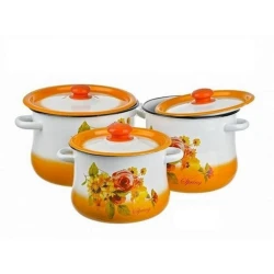 Набор кастрюль СтальЭмаль N19А77, 3 шт, эмалированная сталь, с крышкой, разноцветный Набор кастрюль СтальЭмаль N19А77, 3 шт, эмалированная сталь, с крышкой, разноцветный
