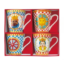 Fincan dəsti Easy Life Sicily farfor, rəngarəng, 4 əd, 300 ml