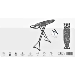 Ütü masası Perilla Adriana Antrasit, 112×45 sm, qara/boz