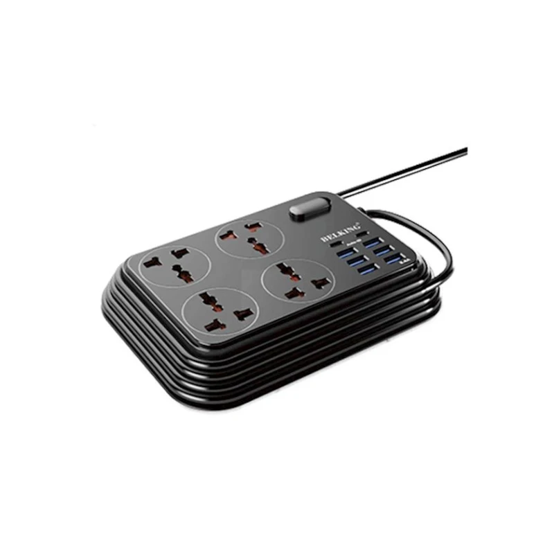 Şəbəkə filtri Belking BK 3605 2 m, 4-rozetkalı Black Şəbəkə filtri Belking BK 3605 2 m, 4-rozetkalı Black