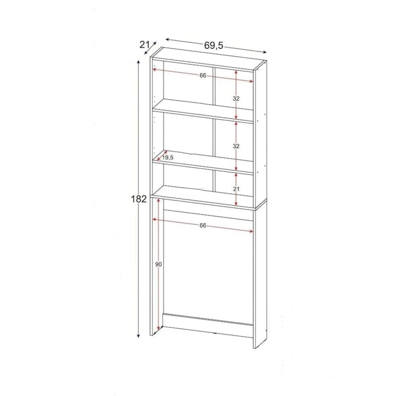 Stellaj 12115643, LDSP, ağ, 182x69x21 sm Stellaj 12115643, LDSP, ağ, 182x69x21 sm