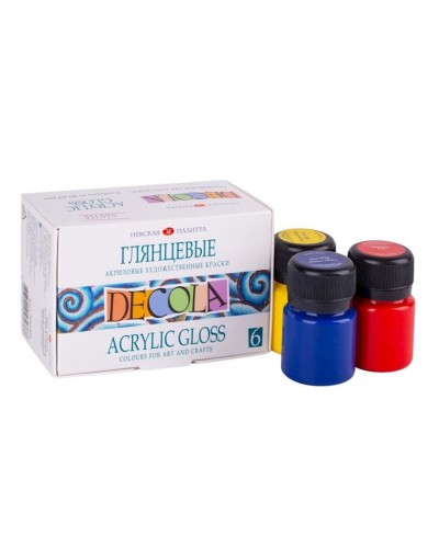 Akril parlaq boya dəsti Decola, 6 rəng, 20 ml