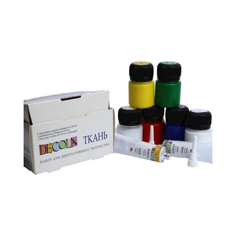 Parça üçün akril boya dəsti Decola, 5 rəng 20 ml + 2 kontur 18 ml + durulaşdırıcı