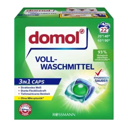 Капсулы для стирки Domol Caps 3в1 для белых и светлых вещей, 22 шт