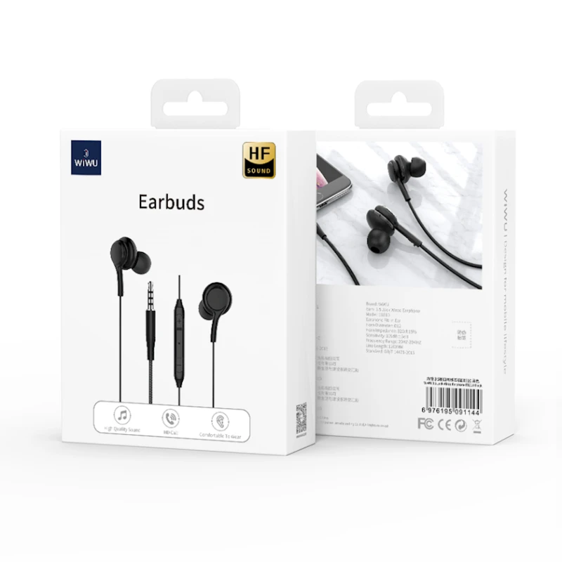 Проводные наушники Wiwu Earbuds 310 Jack Wired 3.5 Connector Black