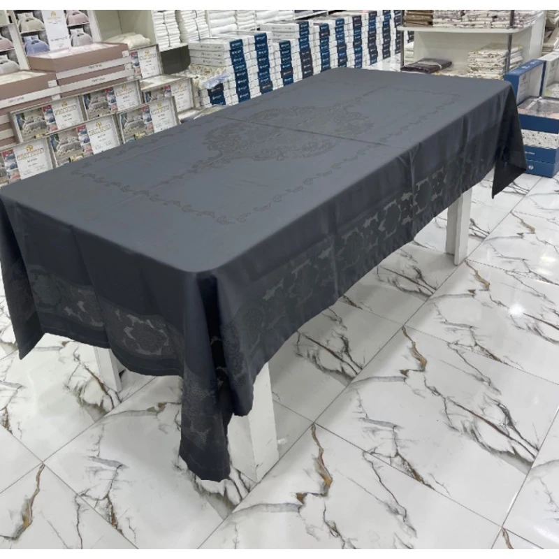 Скатерть MiraNova FS-647, тефлоновая, черная, 160x160 см