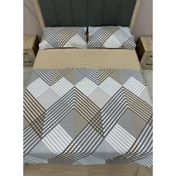 Комплект постельного белья MiraNova CTS-196, пододеяльник 160x220 см, простыня 180x240 см, 1 шт. наволочка 50x70 см, односпальный, хлопок, серый/бежевый