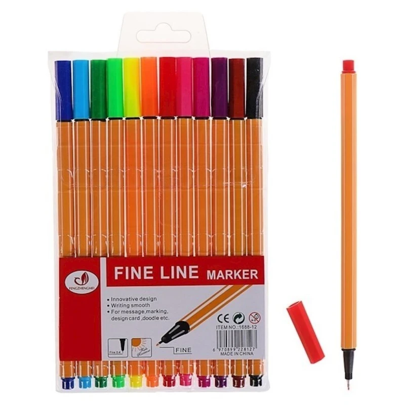 Набор фломастеров Fine line marker 1688-12, 12 цветов Набор фломастеров Fine line marker 1688-12, 12 цветов