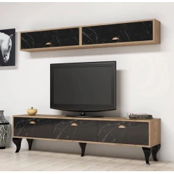 Тумба под ТВ 028, ЛДСП, черная/коричневая