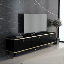 TV üçün tumba 005, 180x55x33 sm, laminat, qara/qızılı