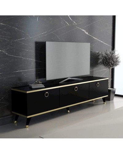 TV üçün tumba 005, 180x55x33 sm, laminat, qara/qızılı