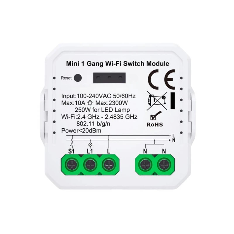 Умное одноканальное реле Tuya WiFi WRM-01 Умное одноканальное реле Tuya WiFi WRM-01
