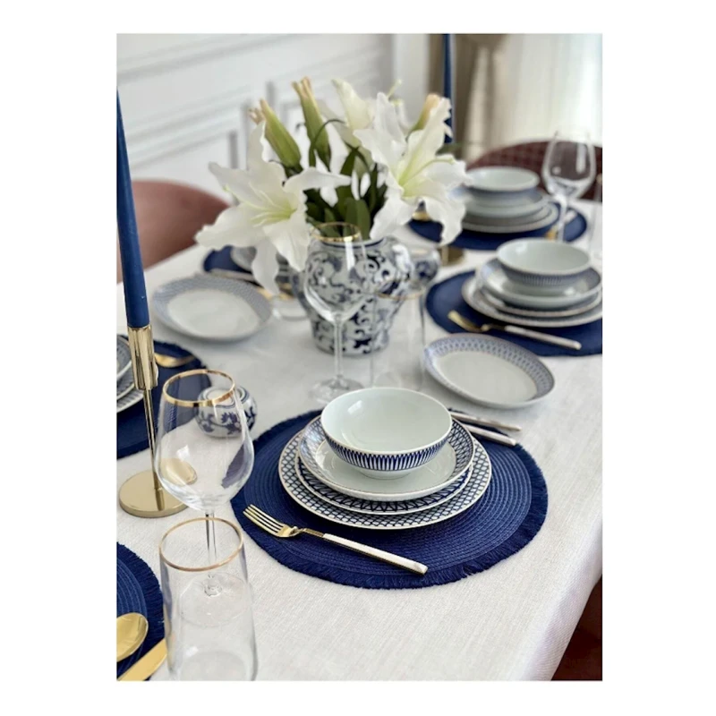 Nahar dəsti Kutahya Porselen Cool Gold ZG26YT60112475, 26 parça, 6 nəfərlik, farfor, ağ/mavi