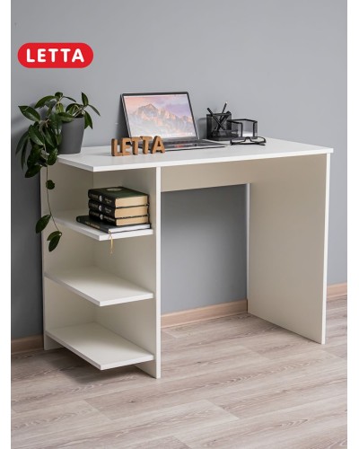 Yazı masası Letta Light White, 100х55х76 sm, LDSP, ağ