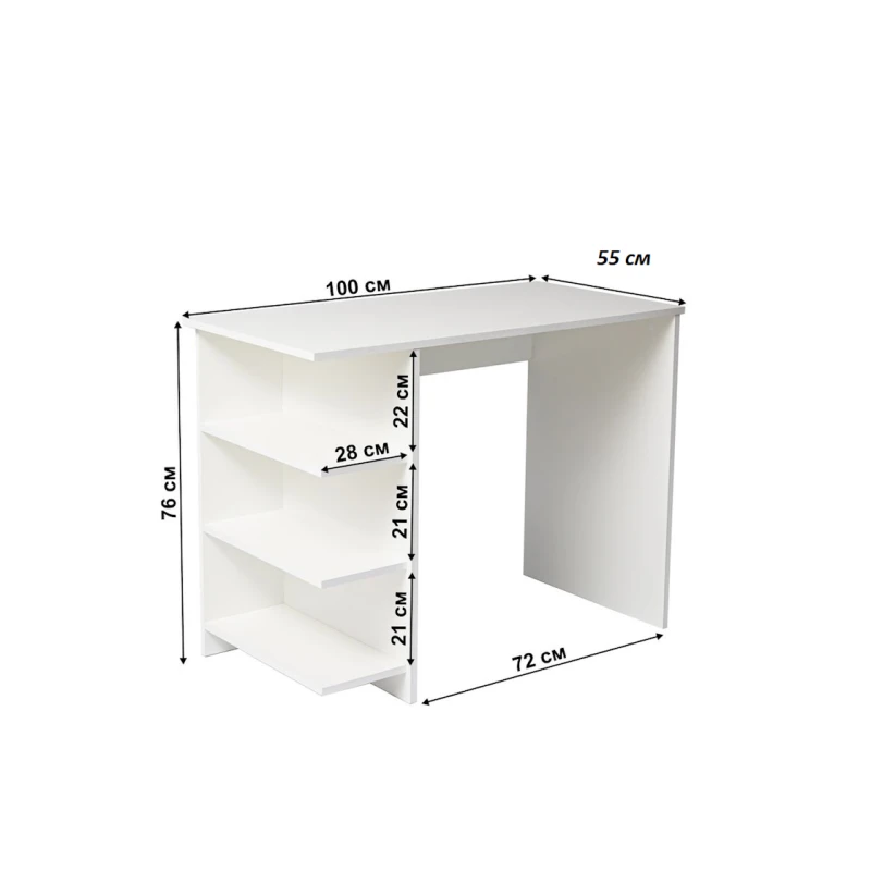 Письменный стол Letta Light White, 100х55х76 см, ЛДСП, белый