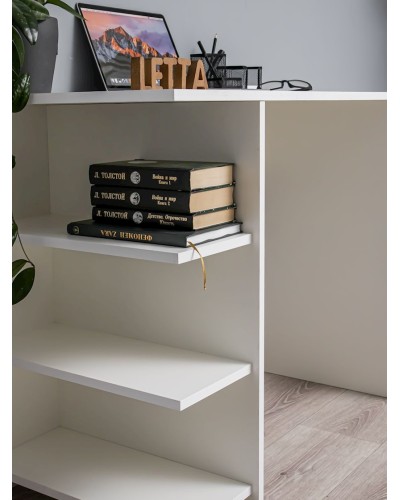 Yazı masası Letta Light White, 100х55х76 sm, LDSP, ağ