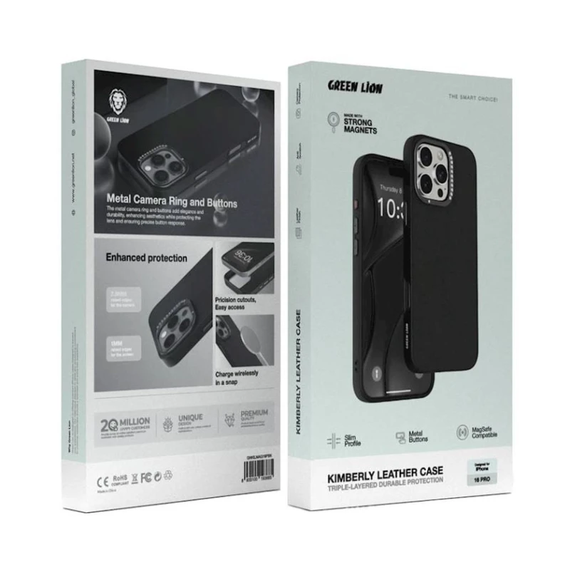 Чехол Green Lion Kimberly Leather Case для iPhone 16 Pro Black