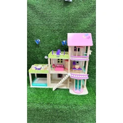 Дом для кукол ZXW0413, 3+ года, дерево, коричневый/розовый, 77x35x70 см Дом для кукол ZXW0413, 3+ года, дерево, коричневый/розовый, 77x35x70 см