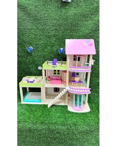 Kukla evi ZXW0413, 3+ yaş, taxta, qəhvəyi/çəhrayı, 77x35x70 sm