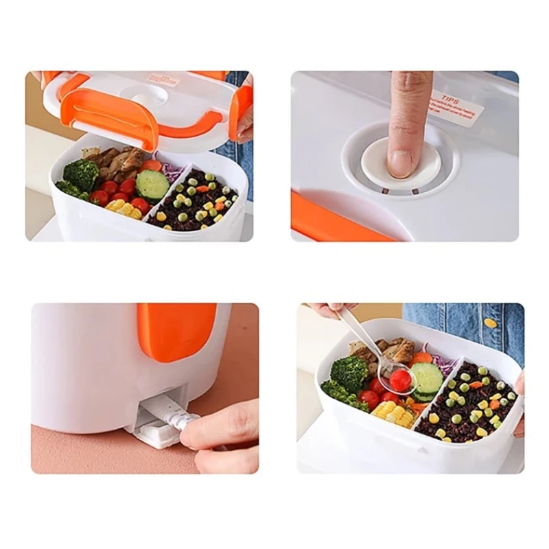 Электрический контейнер для хранения Foodbox_300, пластик, белый/оранжевый, 1000 мл, 17х23х10 см