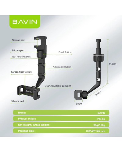 Avtomobil üçün telefon tutacağı Bavin PS55 Black