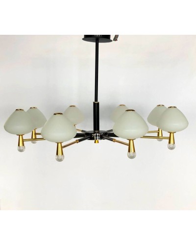Asma çılçıraq LED 8695-8, 8 lampalı, qara/qızılı, 64W, 3000K - LED 8695-8
